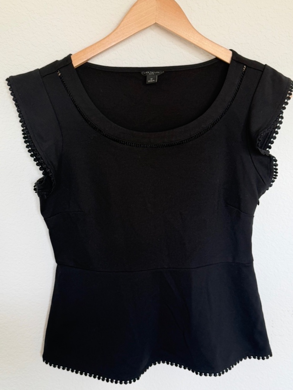 Ann Taylor Womens Office Work Top Peplum Black Top Small (SP)
